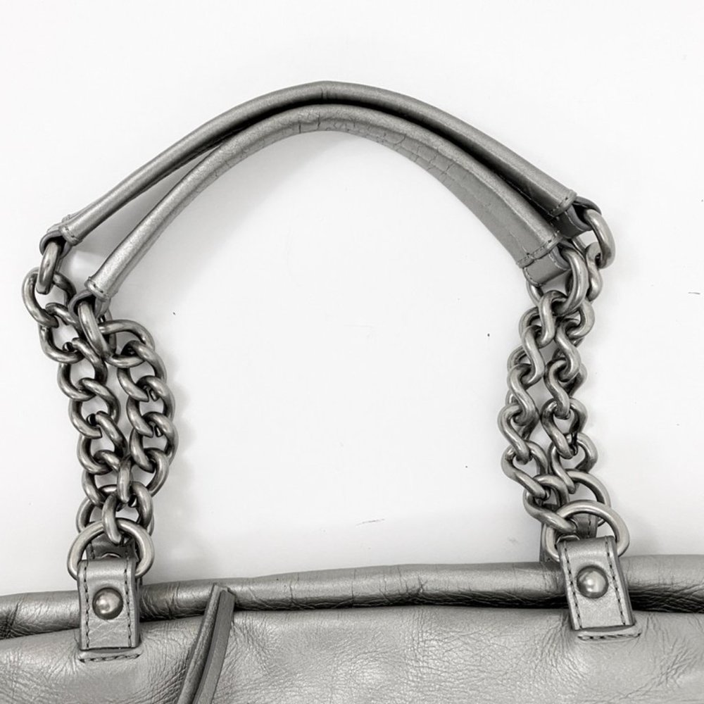 Club Monaco Silver Satin Leather Handbag - Picture 4 of 12